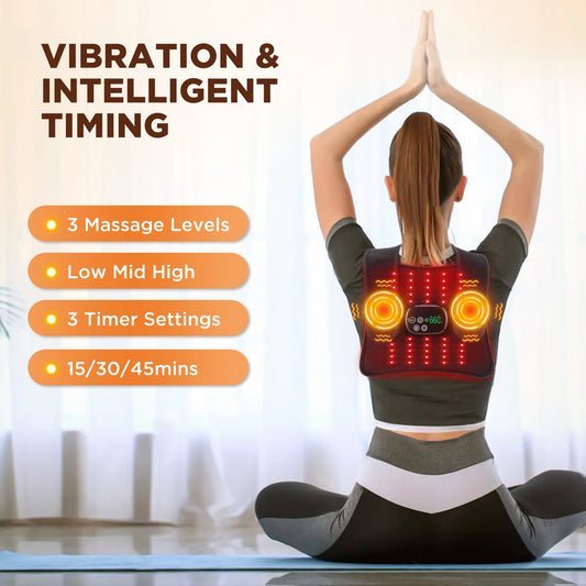 Elektrisk infraröd knäskydd, återuppvärmningsvibrationsmassager för rygg och midja, termiskt benknäledsstöd, trådlös